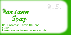 mariann szaz business card