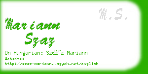 mariann szaz business card